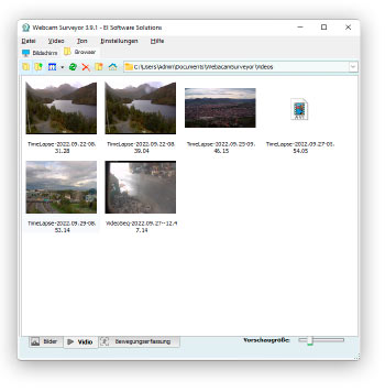 Integrierter Dateibrowser in Webcam Surveyor