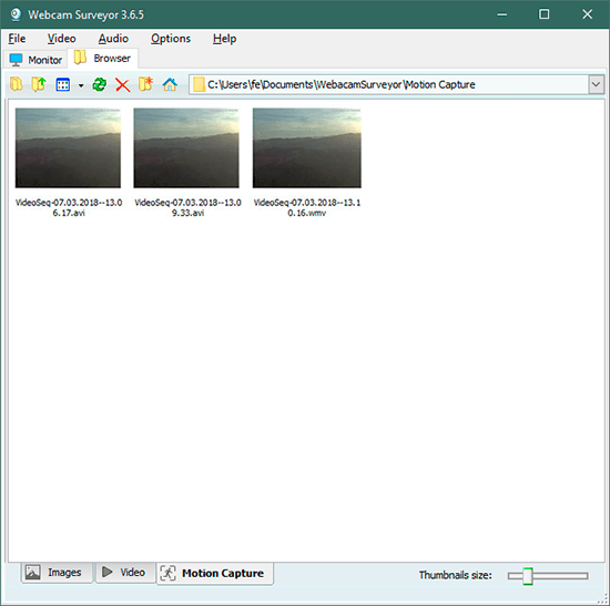 View recorded files with motion detecded