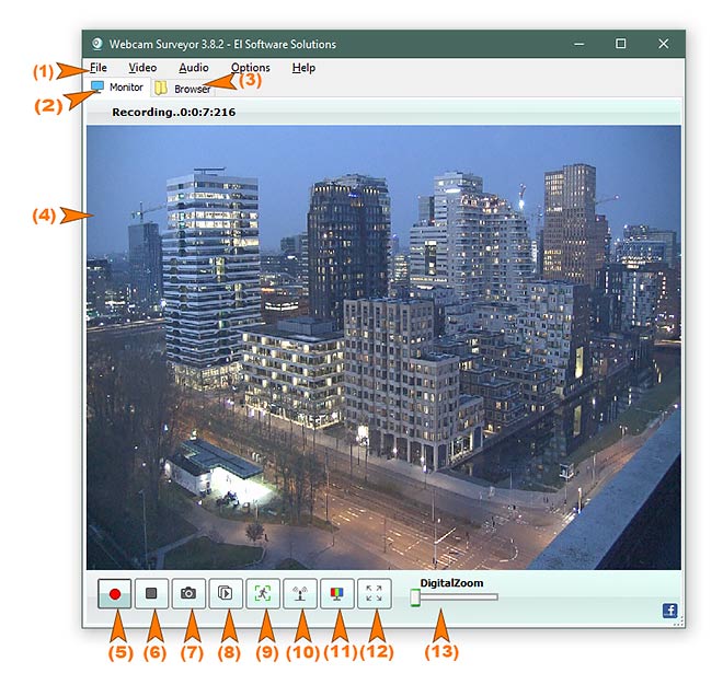 Description of Webcam Surveyor Interface